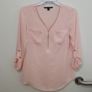 ❤ZAC & RACHEL SEMI-SHEER FLOWY ZIPPER TOP, small